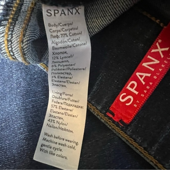 SPANX Denim Leggings Pants High Rise Blue Jean Size Medium - Picture 9 of 10